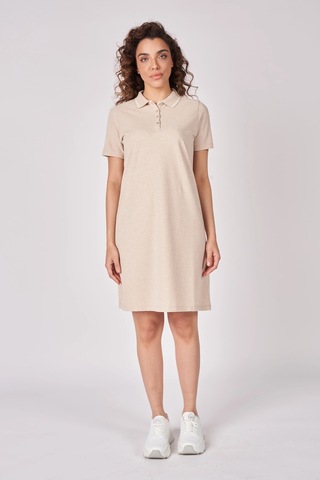 Defys Kadın Polo Yakalı Kısa Kollu Regular Fit Basic Elbise Bej Melanj - 625081659 Bej Melanj