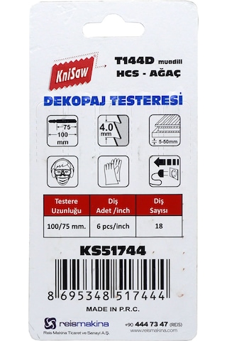 Knisaw Ks51744 Ahşap Kesim Dekupaj Testere Ağzı Yedek Bıçak 5'Li