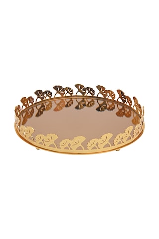Canba Gold Ginkolu Yuvarlak Tepsi 38 Cm