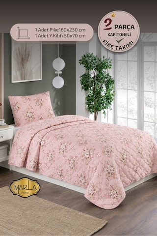 Tek Kişilik Pike Takımı 160x230 Cm Çok Amaçlı Yatak Örtüsü & Battaniye Pudra