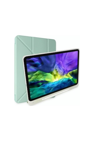 Mey İthalat Samsung Galaxy Uyumlu T737 Tab S7 Fe 12.4 Kılıf Kalemlikli Mars Tablet Kılıfı - Açık Yeşil Arka Kapak