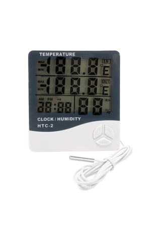 Ximistore9 Htc-2 Ev/iş Mekanları İçin Ekranlı Sıcaklık-nem Ölçer, Zaman Takvimi, Alarm Ve Probe İle -10 C/+70 C , Pil Dahil Değil