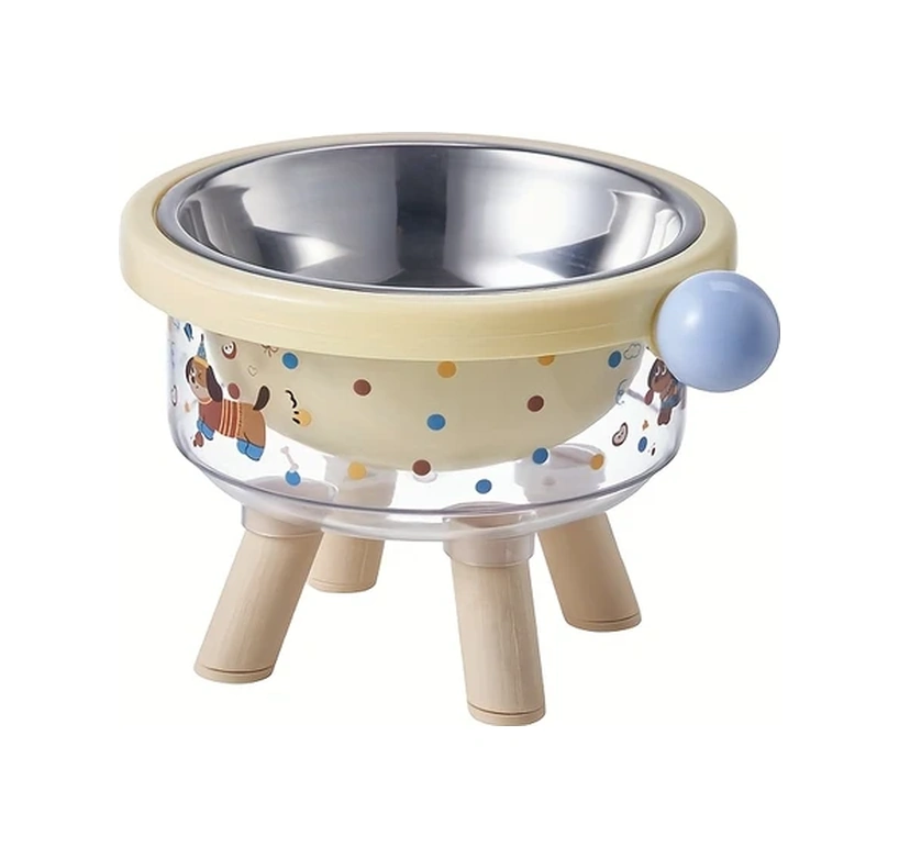 Elmpaly Supet Yükseltilmiş Anti-tip Mama Kabı Paslanmaz Çelik Sarı Kedi Küçük Köpek