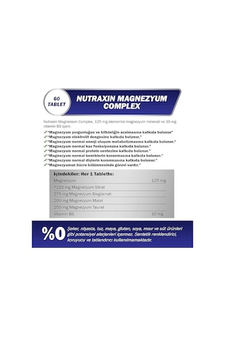 Nutraxın Magnezyum Complex+ Vitamin B6 60 Tablet