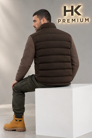 Hk Premium Oysho Kumaş Kollu Şişme Mont Su İtici Kışlık Kahverengi