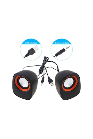 D05 Mini Bilgisayar Hoparlörü 3.5mm Jack+usb Girişli Kablolu Speaker