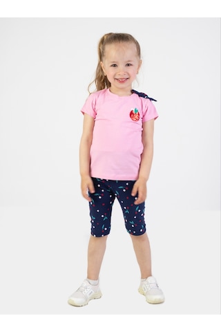 Harika Kids Kız Bebek Kaprili Kısa Kollu Apolet Baskılı Yazlık Basic Alt-üst Takım 6-24 Ay 001