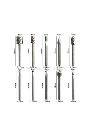 Zhltools Dremel Uyumlu Mini Oyma Gravür Uç Seti 10lu Tungsten Karbür, Ahşap, Metal, Plastik İçin