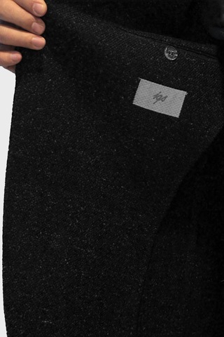 Siyah Barı 4 Drop / Geniş Kalıp Mono Yaka Ceket-21036 Siyah