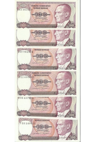7. Ems A/b/c/d/e/f Serisi 6 Adet 100 Lira Çil