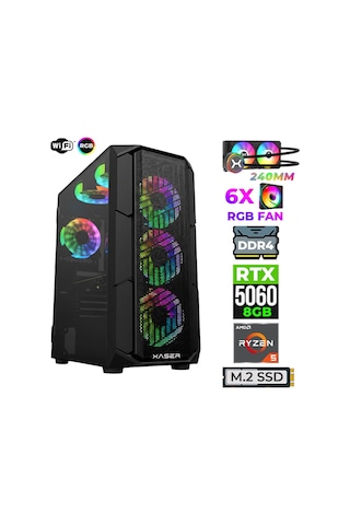 Xaser Astra X10 R5-5600X 32 GB 1 TB M.2 NVMe SSD 8 GB RTX5060 Free Dos Masaüstü Oyuncu Bilgisayarı