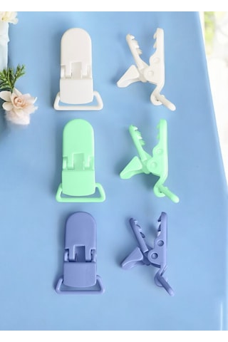 Joyous Mom Kids 3'lü Pamuk Müslin Bebek Emzik Askıs 2 Plastik Klips Çok Renkli