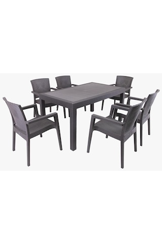 Mandella Show Rattan 90 X 150 Masa Takımı Kahverengi