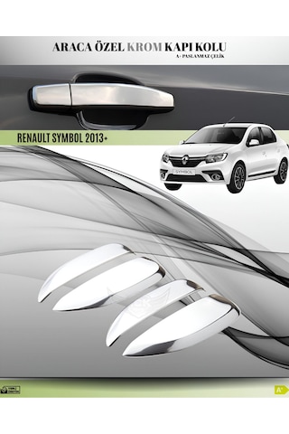 Renault Symbol 2013+ Araca Özel Krom Kapı Kolu Paslanmaz Çelik A+