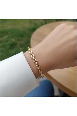 Lente Aksesuar Xuping 14k Altın Kaplama İçiçe Geçme Zincir Modern Kadın Bileklik Altın