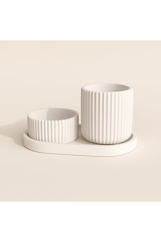 3 Lü Beton Banyo Düzenleyici Set Beyaz