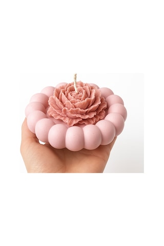 Şakayık Mum 3 Lü Set El Yapımı Dekoratif Mum 3adet Pembe