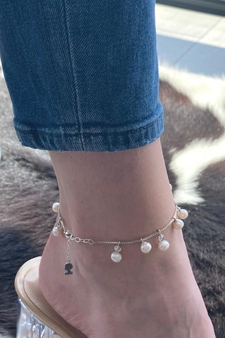 Doğal İnci Sallantılı Kadın Halhal Gümüş