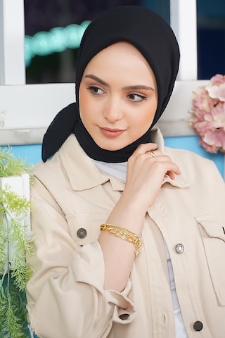 Seva Kadın Testtür Mio Caz Eşarp Hijap Modeli Siyah