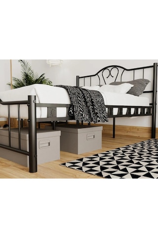 Reyo Orkide Tek Kişilik Ferforje Siyah Metal Karyola 120x200