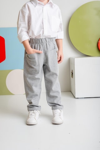 Erkek Bebek Cepli Dokuma Pantolon - Gri Gri