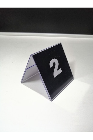 Şeffaf Etiket İsimlik Masa Numaralar Siyah Çift Yön 1-20 Arası Ayaklı Numaralar