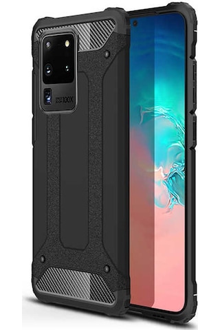 Noktaks - Samsung Galaxy S20 Ultra Uyumlu - Kılıf Çift Katman Zırh Tank Crash Military Kapak - Siyah