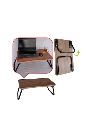 Depolife Servis Çay Yemek Sehpası Bilgisayar Ders Çalışma Masası Notebook Ceviz