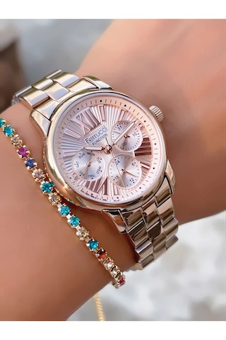Ferrucci Fc58515 Fonksiyonları Aktif Roma Rakamlı Çelik Kadın Kol Saati+bileklik Hediyeli Rose Gold