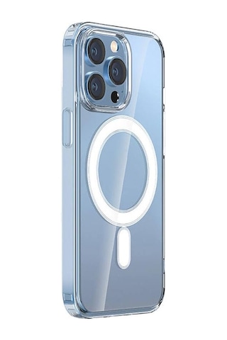 Apple İçin Uyumlu İphone 15 Pro Max Kılıf M-safe Şarj Özellikli Şeffaf Sert Pc Zore Embos Kapak Renksiz 50 x 22