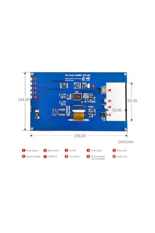 Raspberry Pi - Jetson Nano - Pc İçin 10.1inç Kapasitif Dokunmatik Lcd E Ekran Modülü - 1024 600 Piksel Hdmı - Ips Tam Lamine Ekran