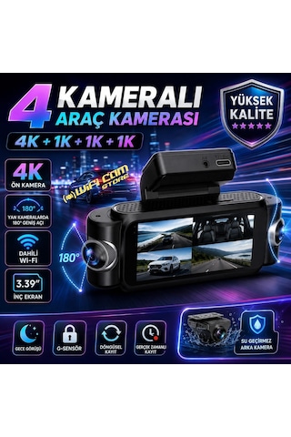 4 Kameralı 4k Yüksek Kalite Ekranlı Wifi Araç Kamerası