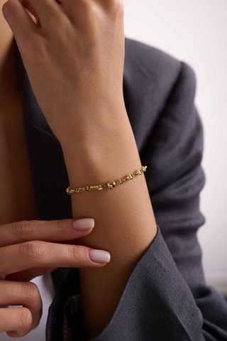 Sembolgold Barlı Altın Bileklik Toplu Form 19 Cm T13851 Renkli Çok Renkli