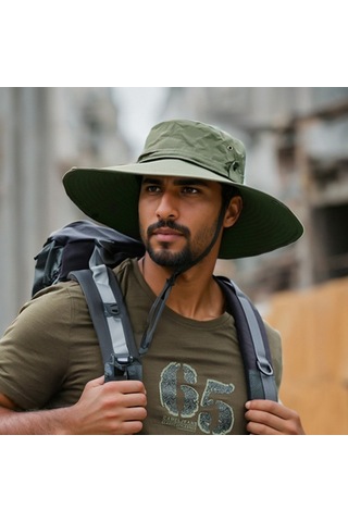 Erkek Güneş Şapkası Yazlık Şapka, Çabuk Kuruyan Şapka, Koyu Gri