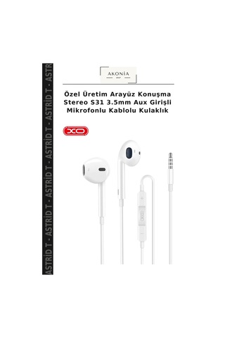 Özel Üretim Arayüz Konuşma Stereo S31 3.5mm Aux Girişli Mikrofonlu Kablolu Kulaklık