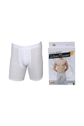 Silver Swan Modal Kumaş Beyaz Lüx Kutulu Boxer Ekonomik Paket 3'Lü Beyaz