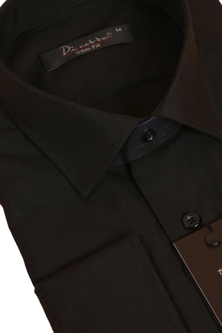 Dicotto Siyah Dar Kesim Slim Fit Uzun Kol Düz Renk Erkek Gömlek - 151-20 001