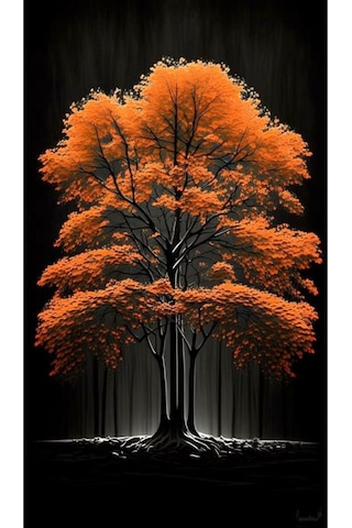 Sonbahar Ağacı 2 Kanvas Tablo Ev Duvar Salon Ofis Dekarasyon Süsü Ölçü Seçmeyi Unutmayınız :