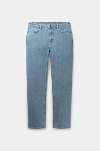 Daily Paper Kibo Jeans: Orta Mavi Renkli, Düz Paçalı Ve %100 Pamuklu Şık Pantolon Açık Mavi