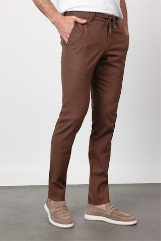İmza Kahverengi Yan Cep Keten Slim Fit Keten Karışımlı Jogger Pantolon 1003260169