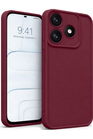 Mi Redmi Turbo 3 Ve Poco F6 Uyumlu Kamera Çıkıntılı Mat Silikon Telefon Kılıfı Bordo
