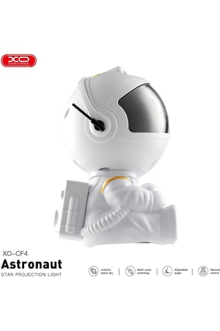 Astronot Temalı Yıldızlı Gökyüzü Projeksiyon Gece Lambası Ve Bluetooth Hoparlör Renkli