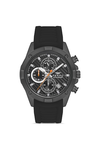 Ferro Fm31361d-g Quartz Siyah Silikon Kordon 44 Mm Erkek Kol Saati