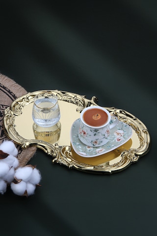 Artnova Karizma Desenli Gold Kahve Ve Sunum Tepsisi 6 Adet
