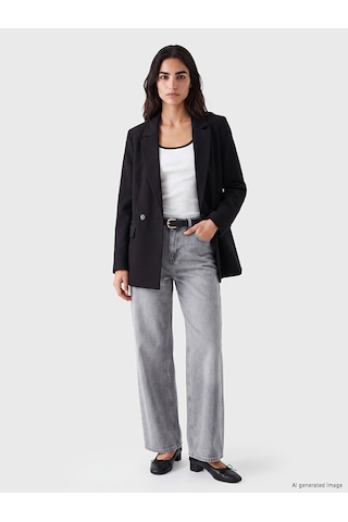 Lcw Vision Siyah Kruvaze Yaka Kadın Blazer Ceket