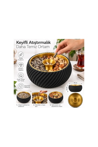 Çekirdek Ve Kuruyemiş Kasesi 2 Bölmeli Kabuk Atık Hazneli, Çerez Servis Ve Atıştırmalık Kasesi Renkli