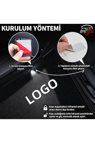 Toyota Kapı Altı Logo Projektör Led Işığı 2'li Set Pilli Kablosuz Kapı Karşılama Lambası