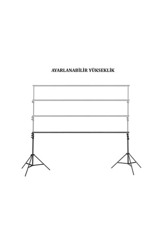 2x3m Taşınabilir Fon Standı Siyah Demir Tag