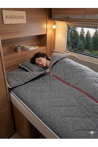 Zish Tekstil Flexı Evo 200x200 Tulumlu Katlanır Kamp Yatağı Karavan, Misafir Ve Anne Yanı Yatağı Gri