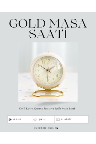 Masa Üstü Dekoratif Saat Gövde Bej Taban Gold